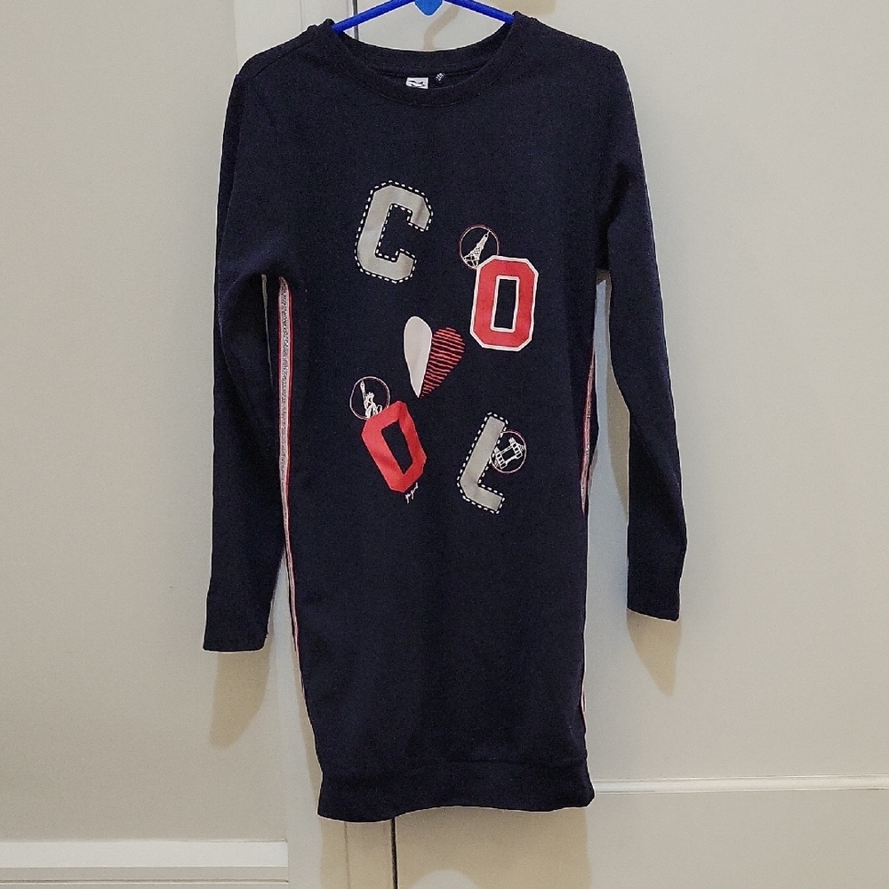 Girls Navy Long Sleeve Dress